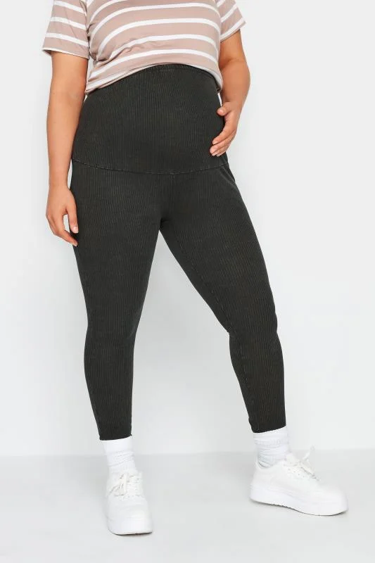 Bump It Up BUMP IT UP MATERNITY Curve Black Acid Wash Ribbed Leggings