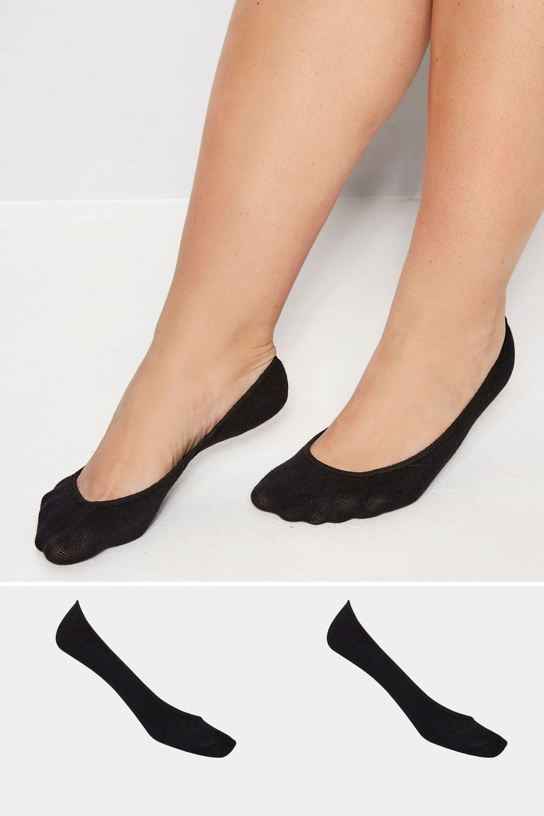 Yours 2 PACK Black Footsie Socks