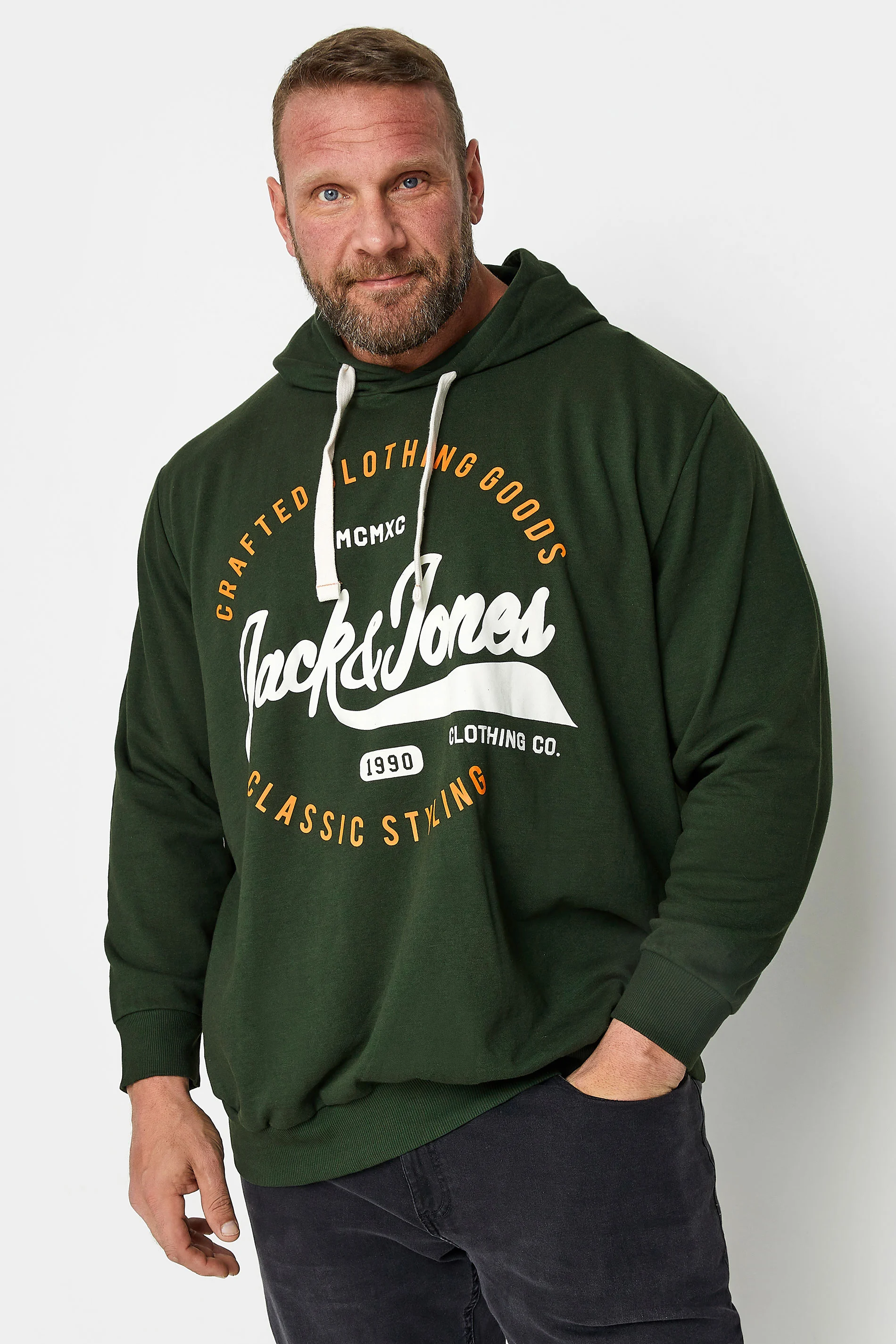 Jack & Jones JACK & JONES Big & Tall Green Circular Logo Sweat Hoodie