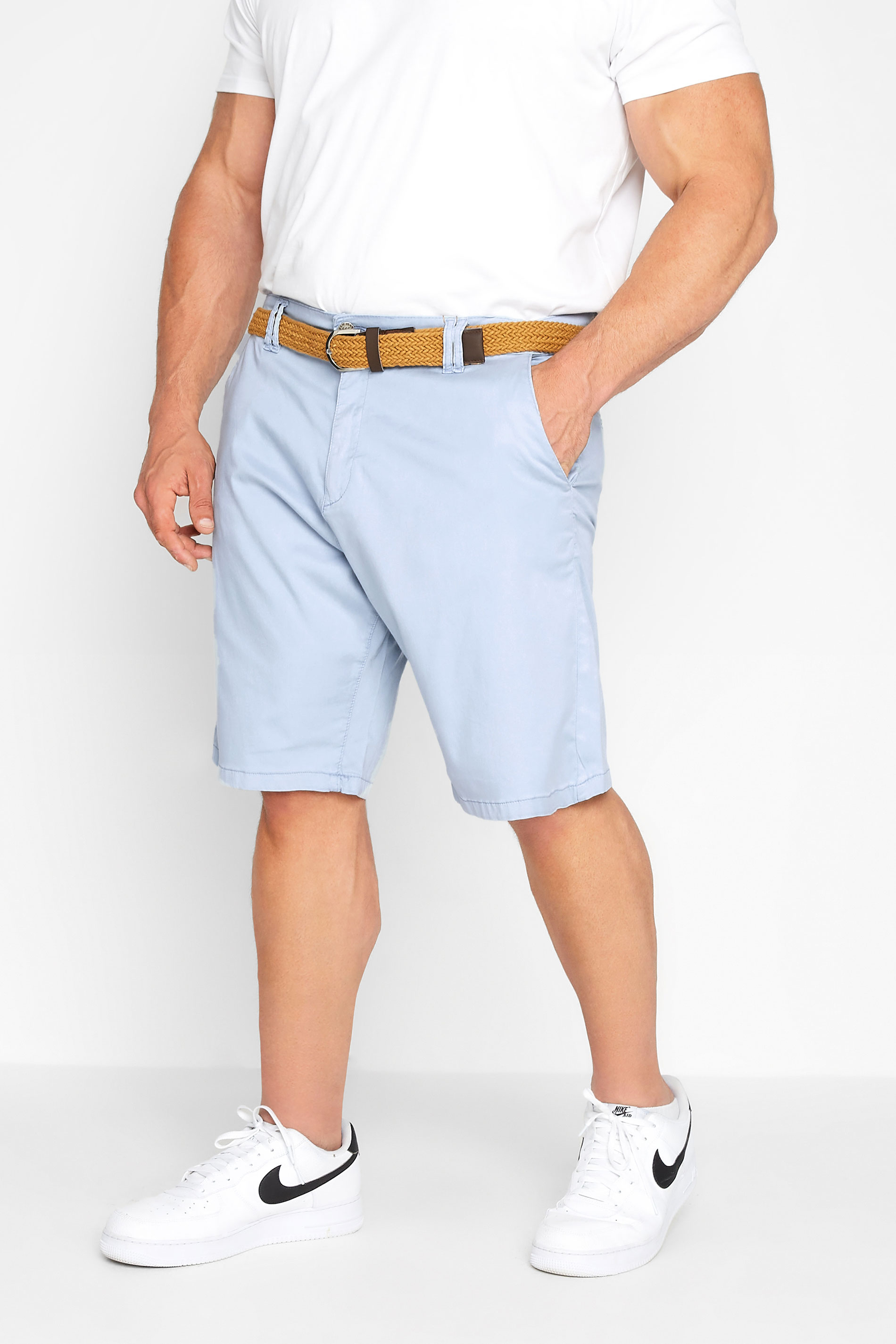 Kam KAM Big & Tall Blue Belted Oxford Shorts