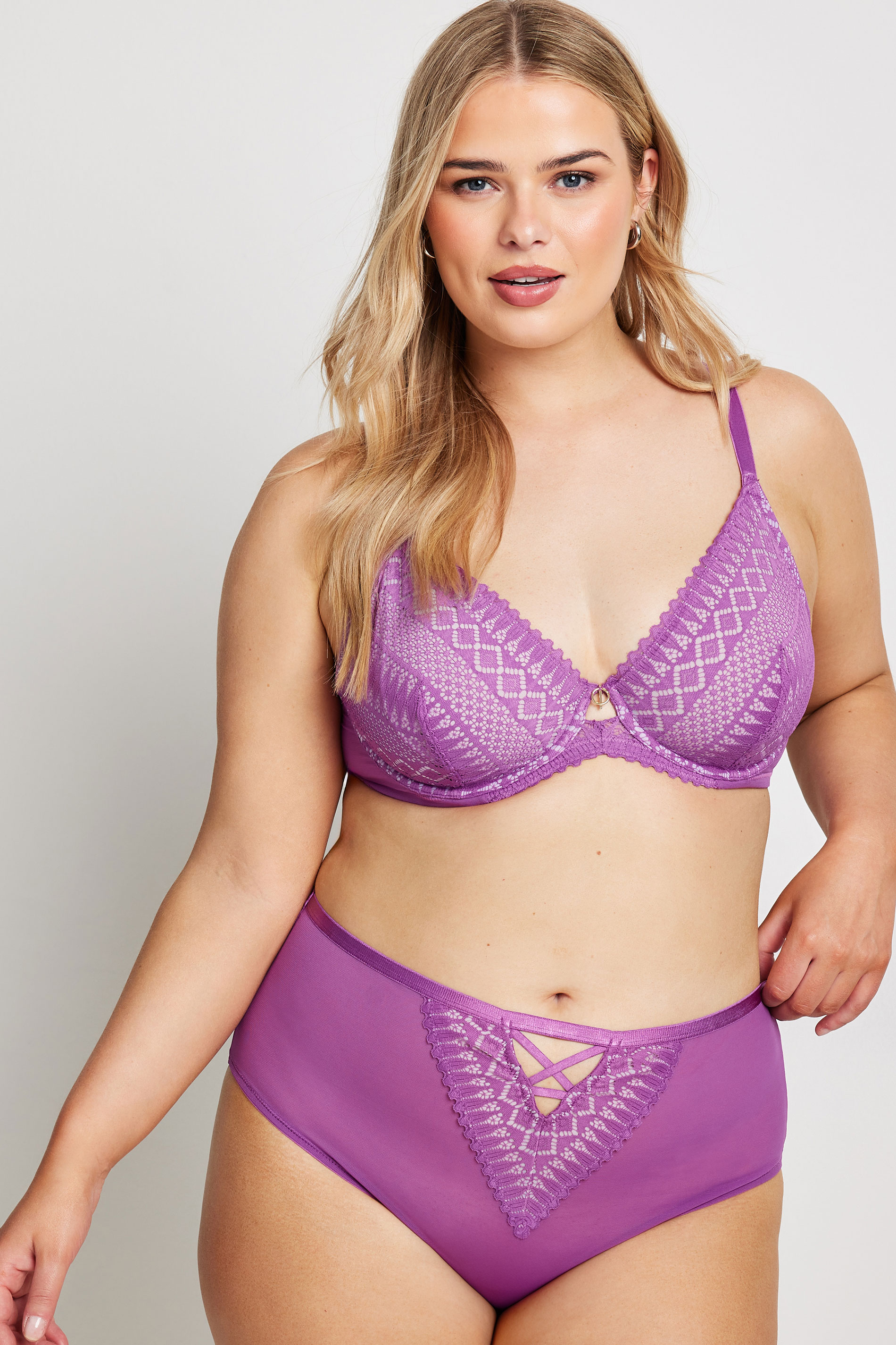 Yours YOURS Curve Pink Lace Front Full Briefs
