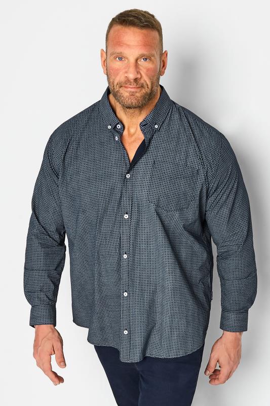 BadRhino BadRhino Big & Tall Navy Blue & White Cross Print Shirt