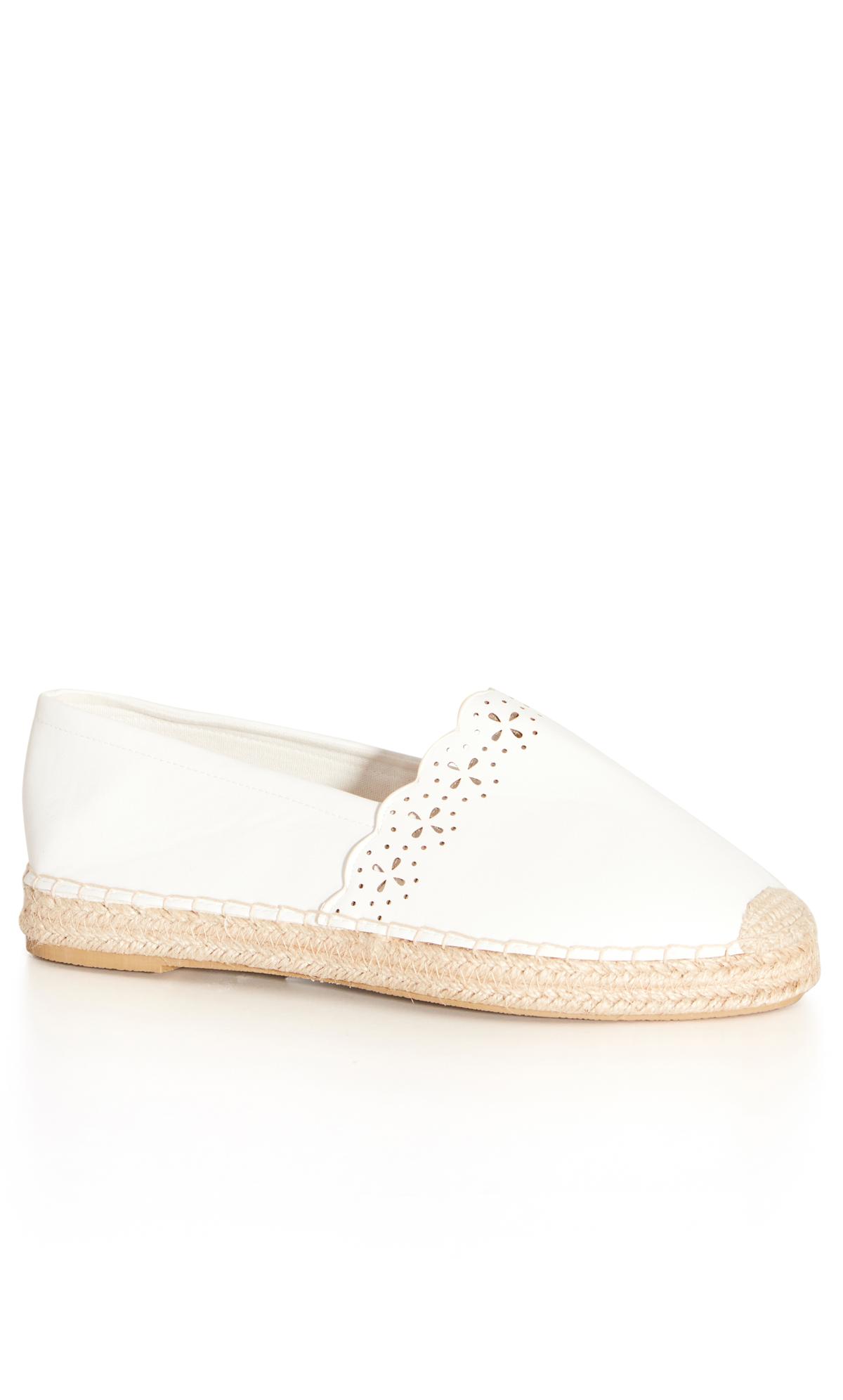 Evans Evans White WIDE FIT Laser Cut Espadrille