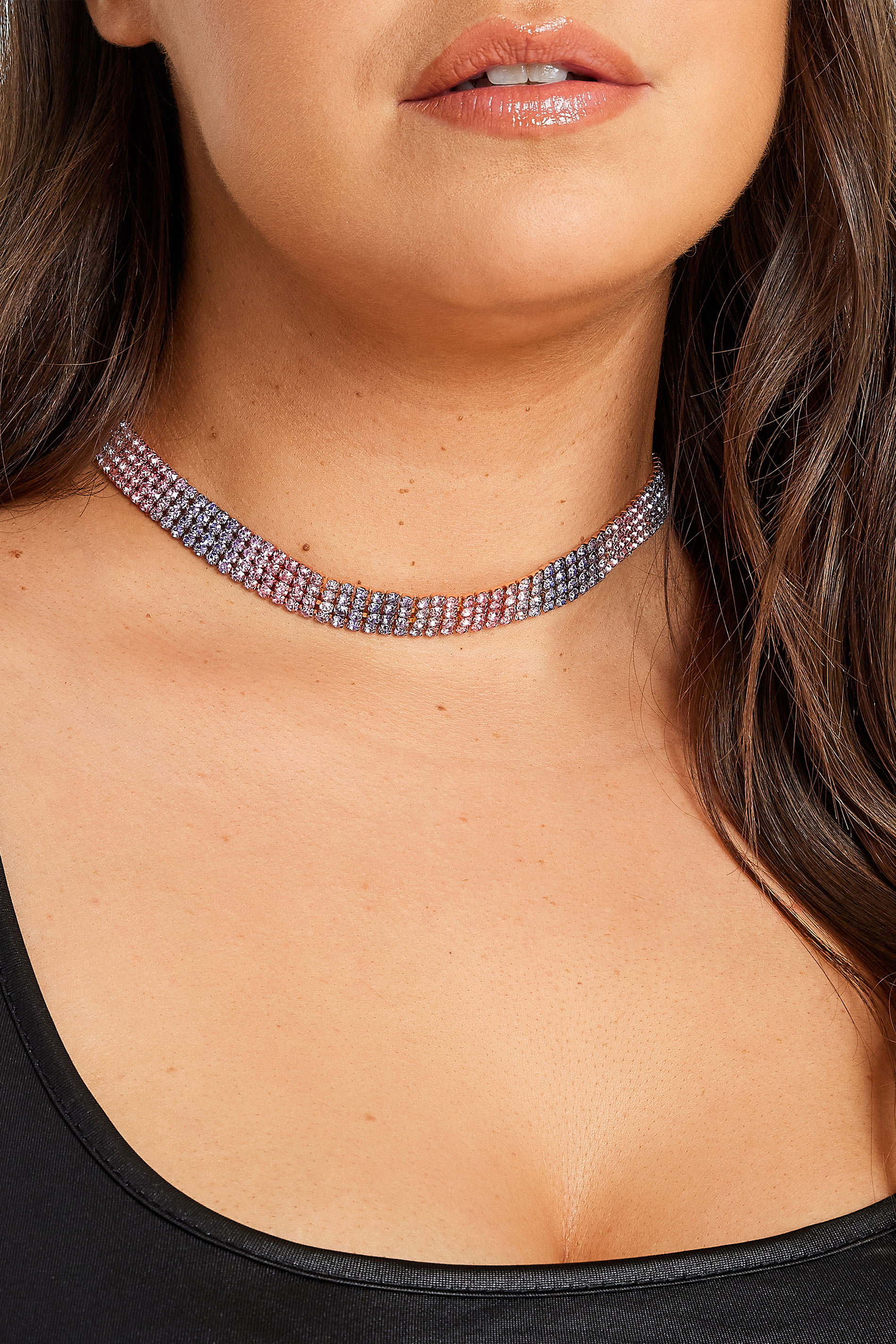 Yours Gold Diamante Ombre Choker Necklace
