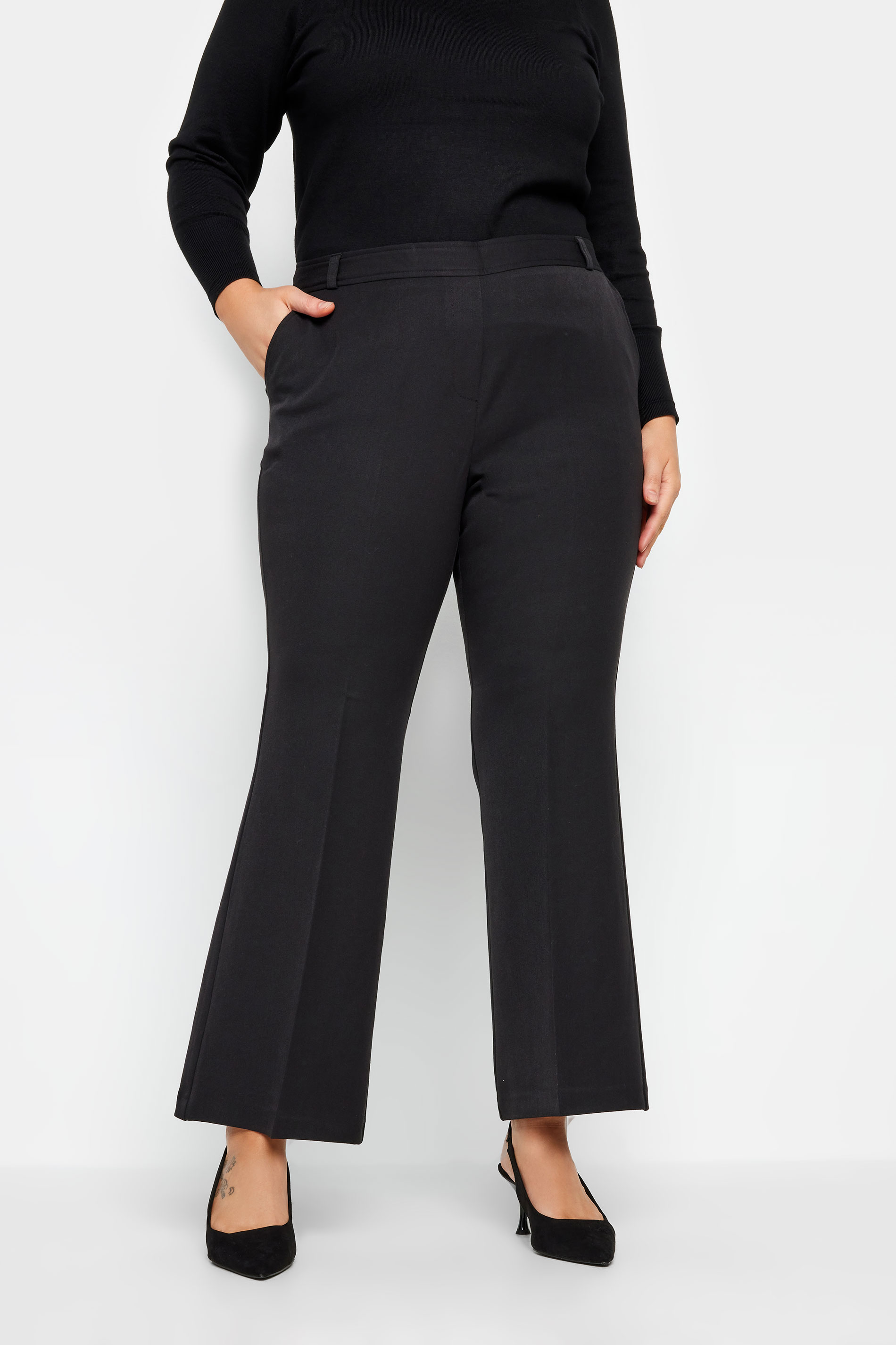 Evans Evans Black Wide Leg Formal Trousers
