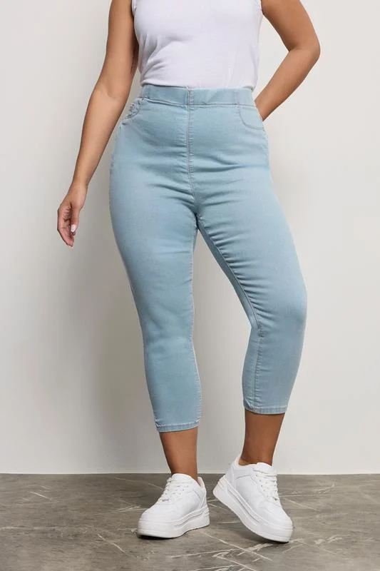 Yours YOURS Curve Light Blue Cropped Stretch JENNY Jeggings