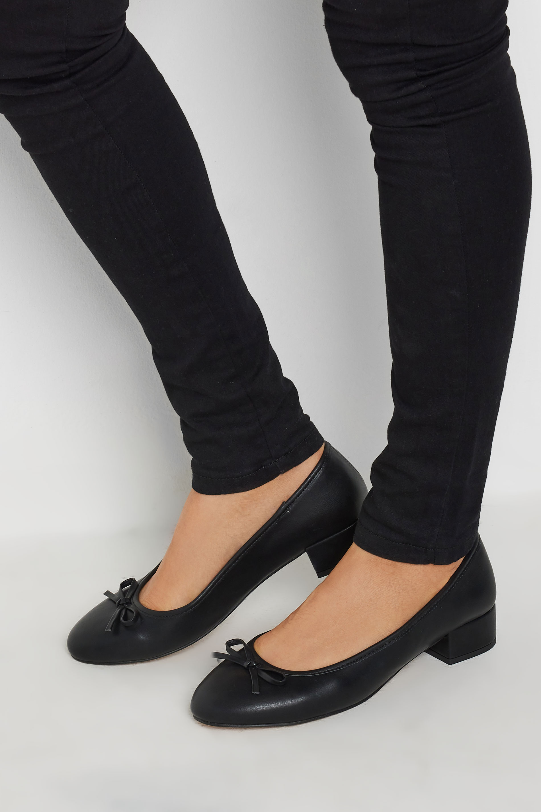 LTS LTS Black Heeled Ballet Pumps In Standard Fit