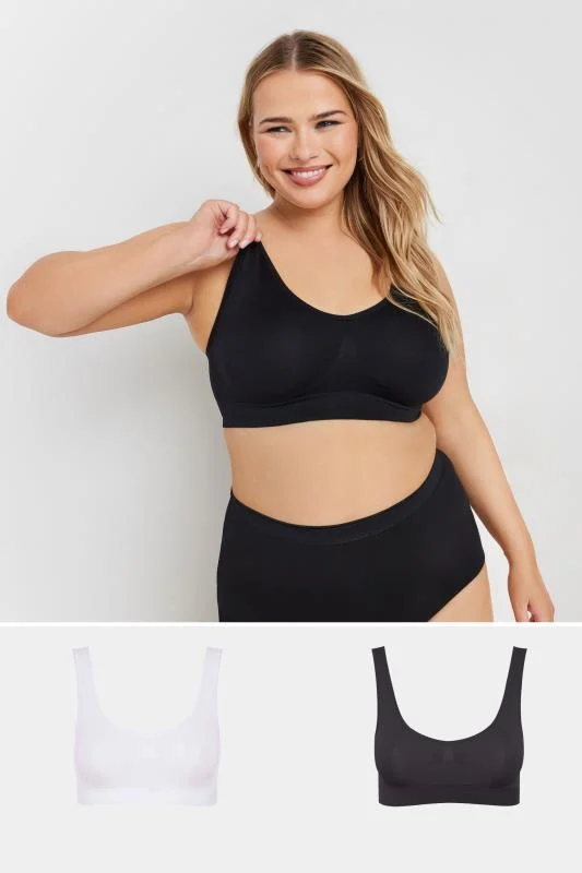 Yours YOURS 2 PACK White & Black Seamless Non-Padded Non-Wired Bralettes