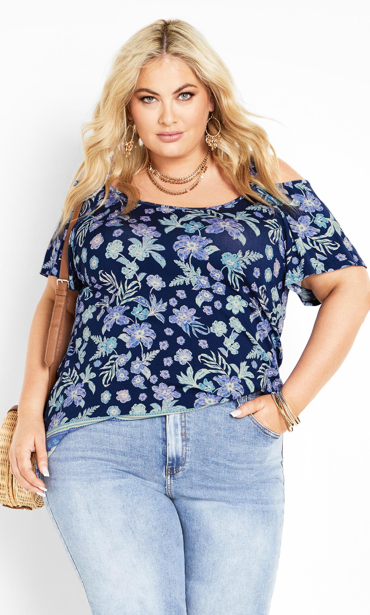 Evans Evans Navy Carrie Cold Shoulder Top