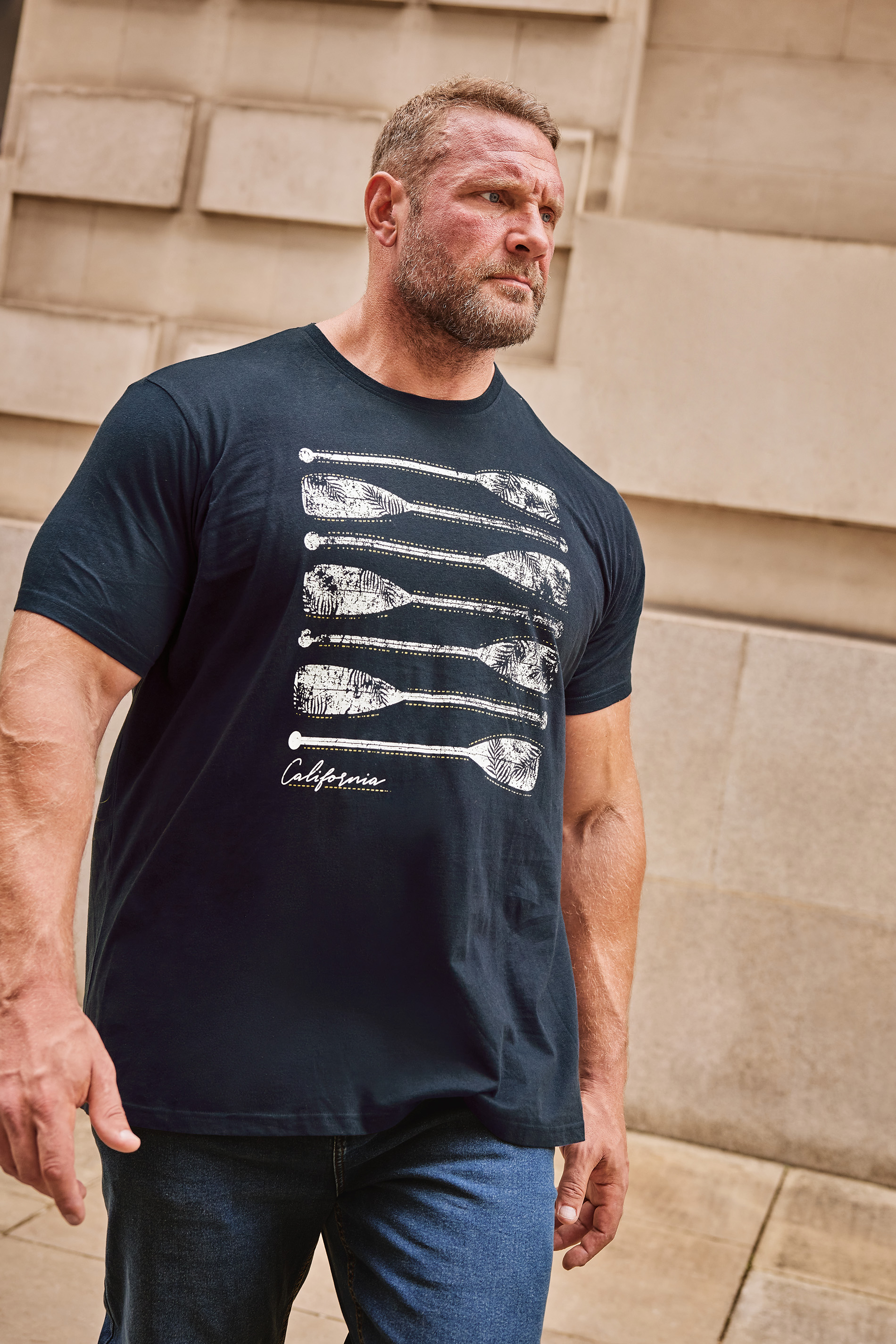 BadRhino BadRhino Big & Tall Navy Blue Paddle Print T-Shirt