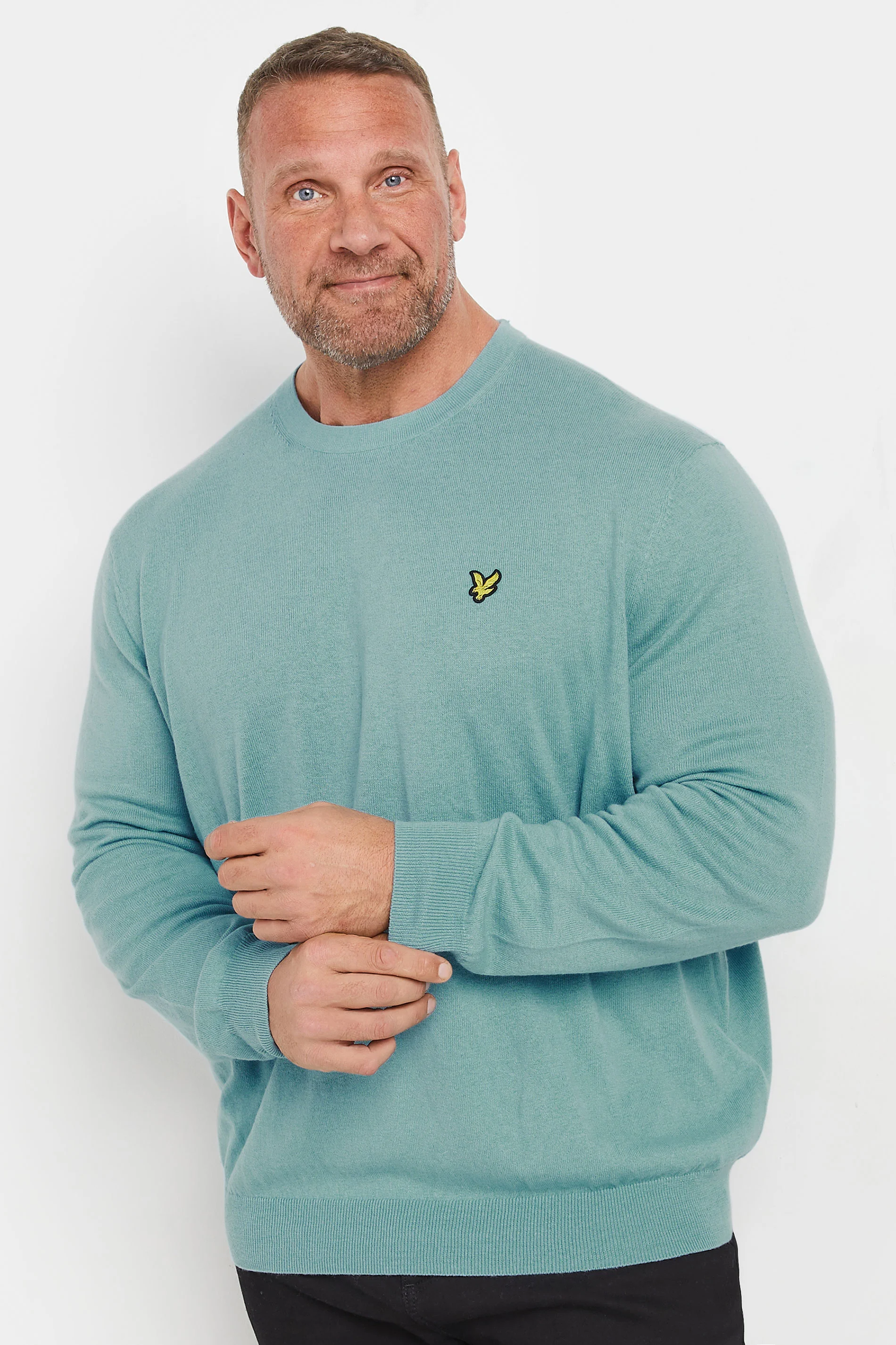 Lyle & Scott LYLE & SCOTT Big & Tall Blue Cotton Merino Crew Neck Jumper