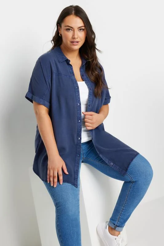 Yours YOURS Curve Indigo Blue Chambray Shirt
