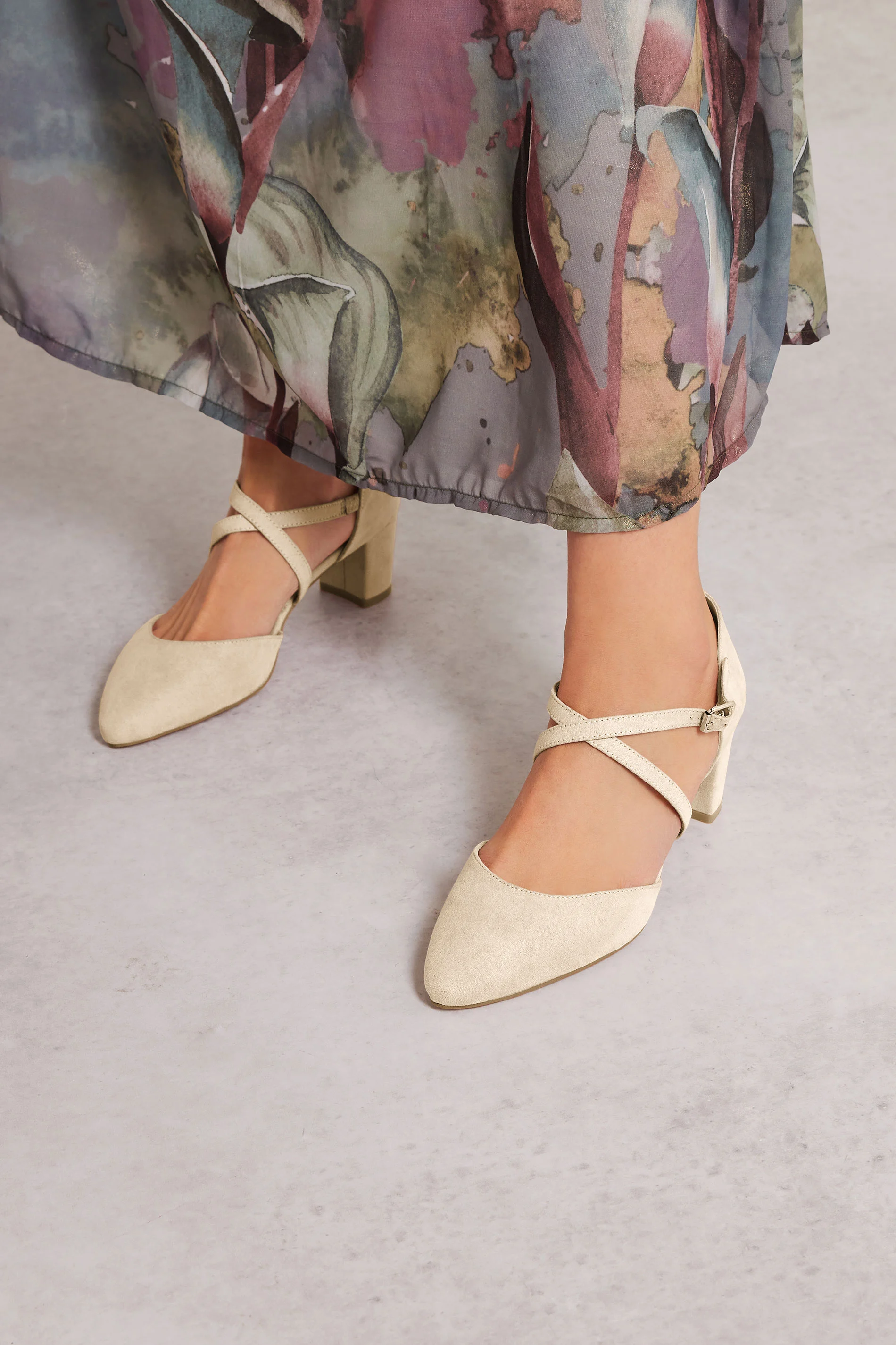 LTS LTS Natural Brown Cross Strap Mary Jane Block Heel In Standard Fit