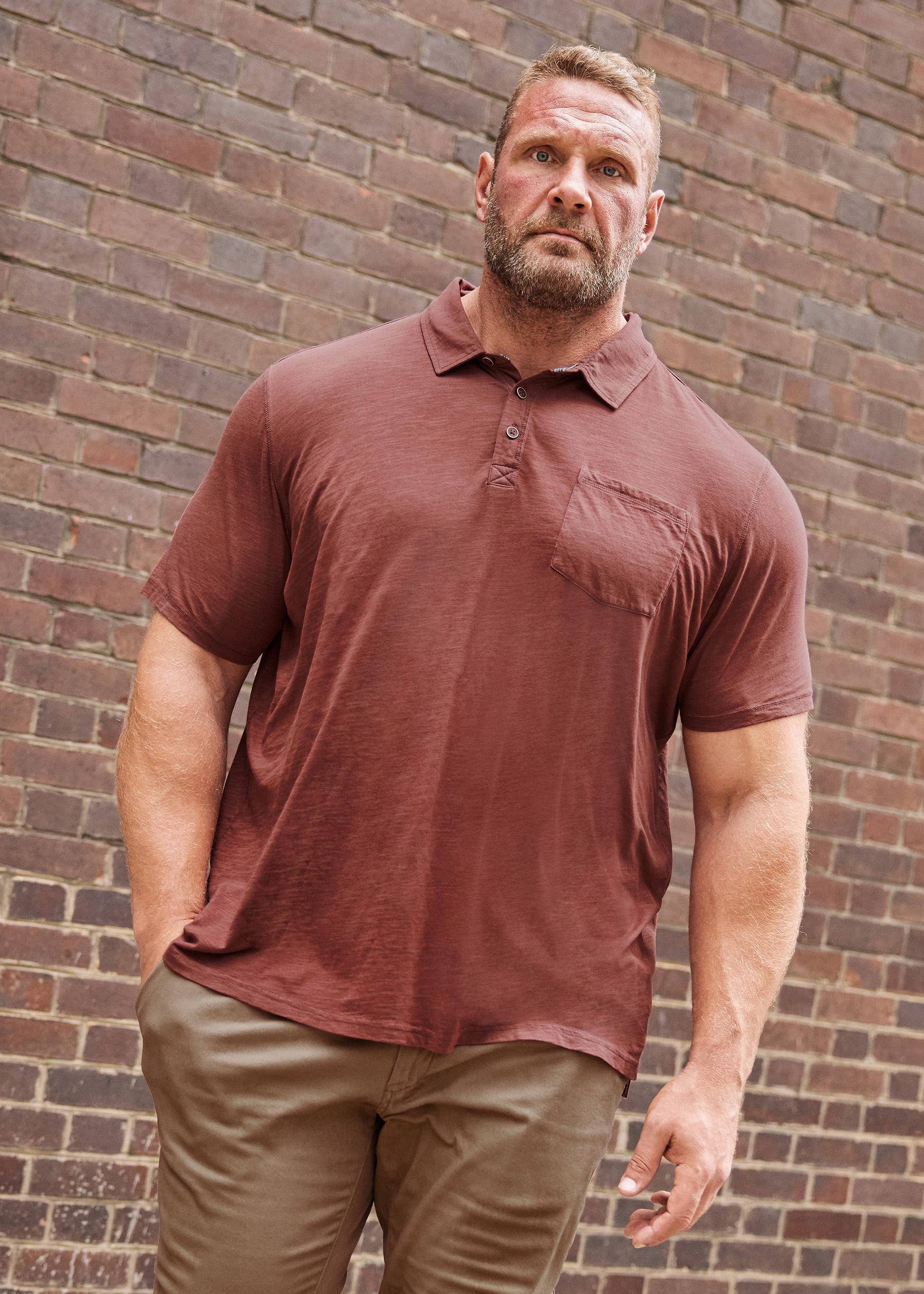 BadRhino BadRhino Big & Tall Wine Red Slub Polo Shirt