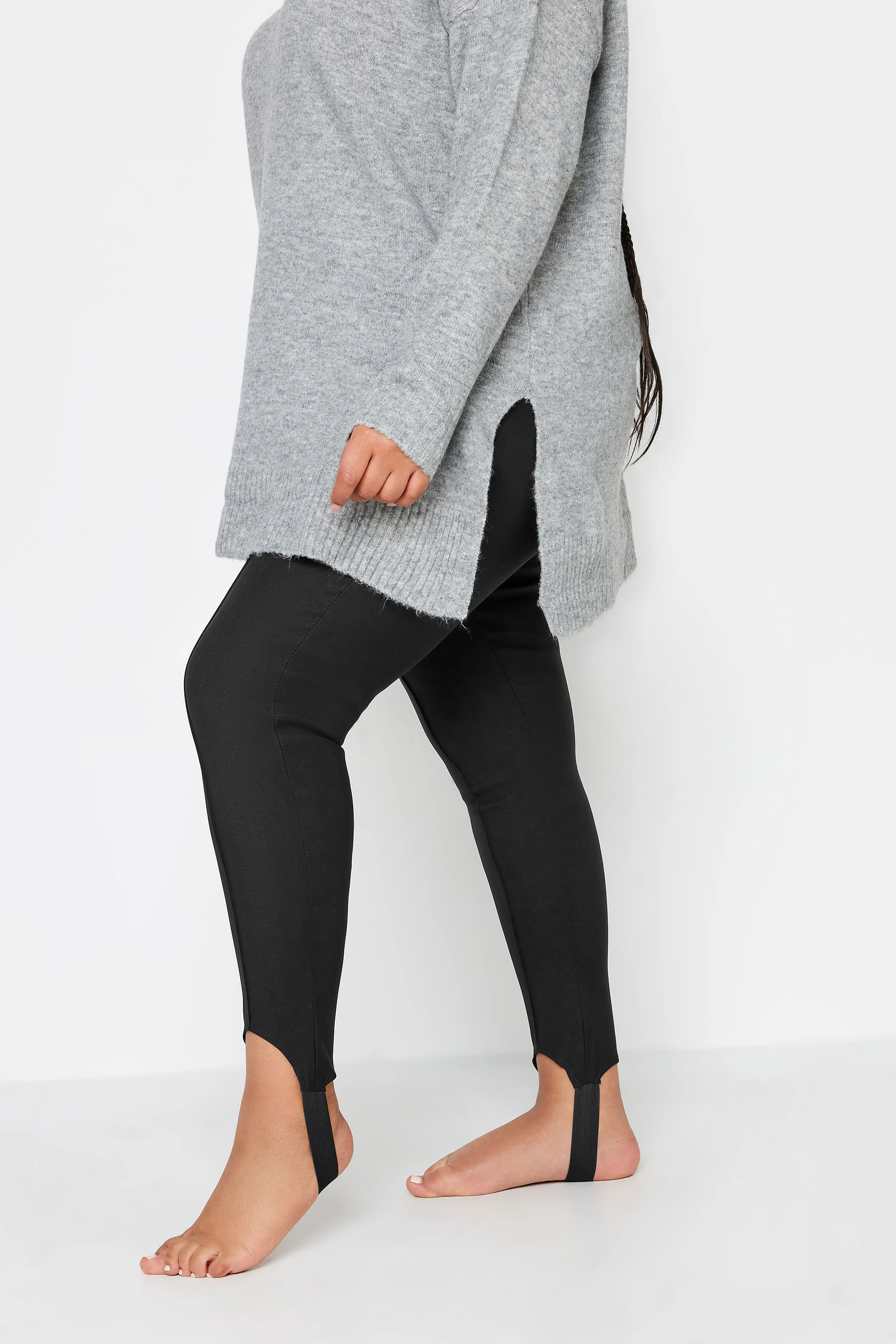 Yours YOURS Curve Black Bengaline Stirrup Leggings