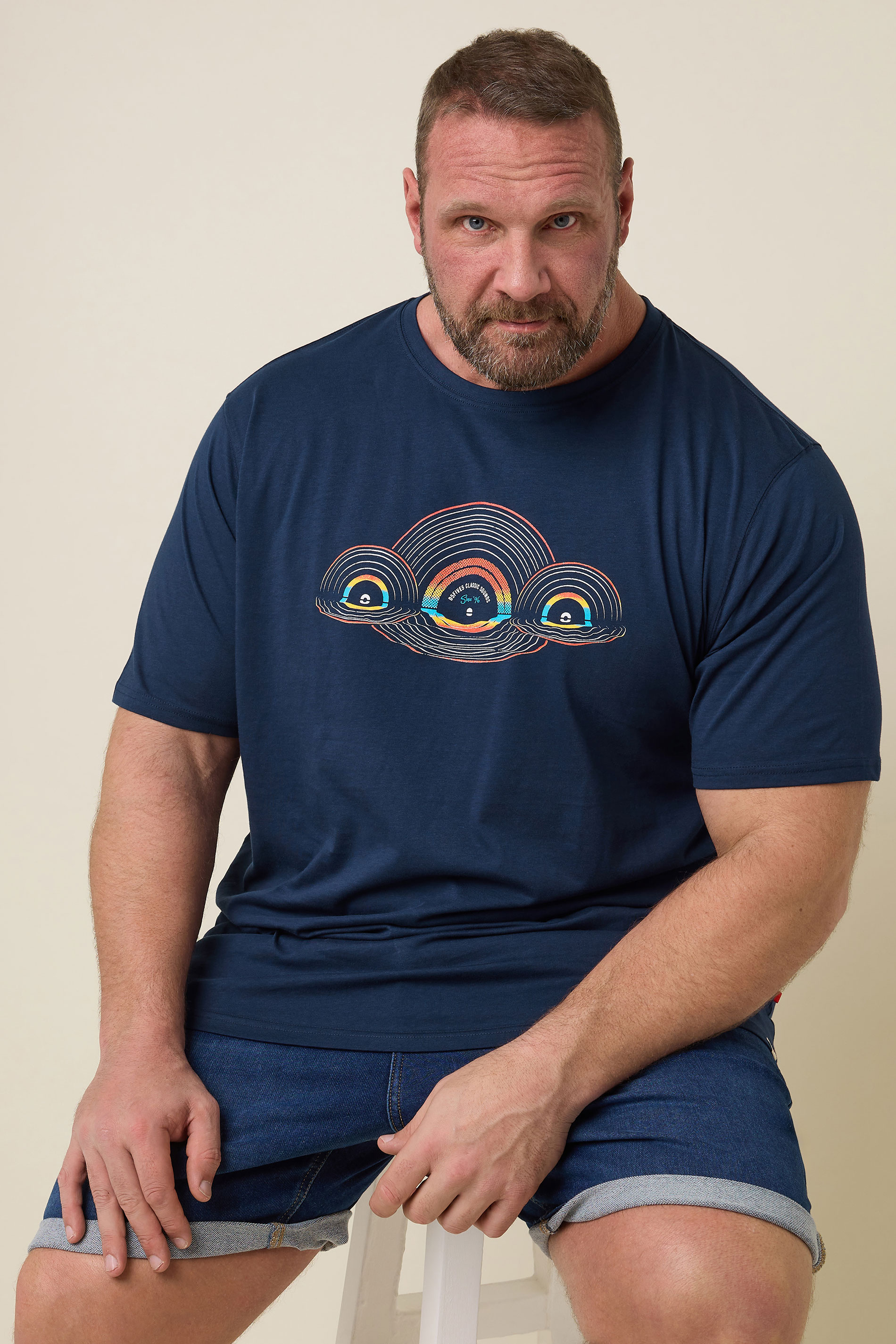 D555 D555 Big & Tall Navy Blue 'Classic Records' T-Shirt