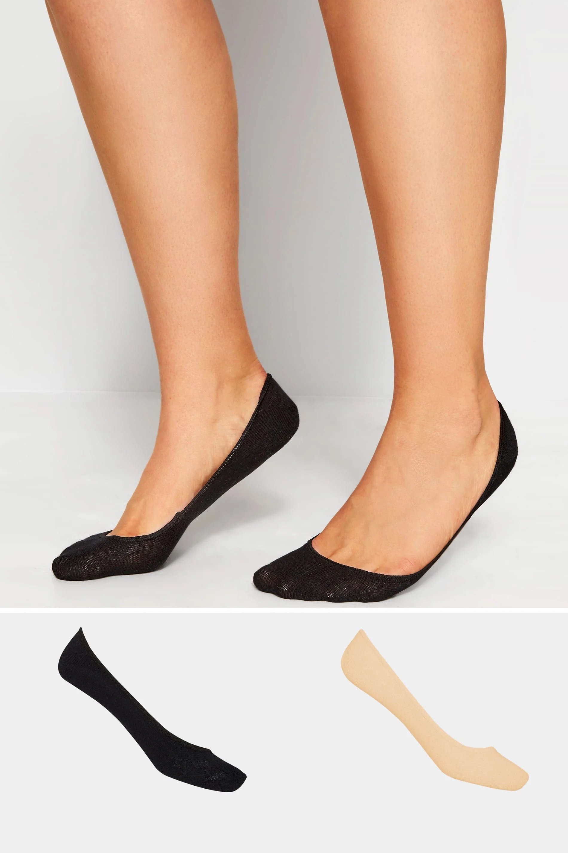 Yours YOURS 2 PACK Black & Nude Footsie Socks