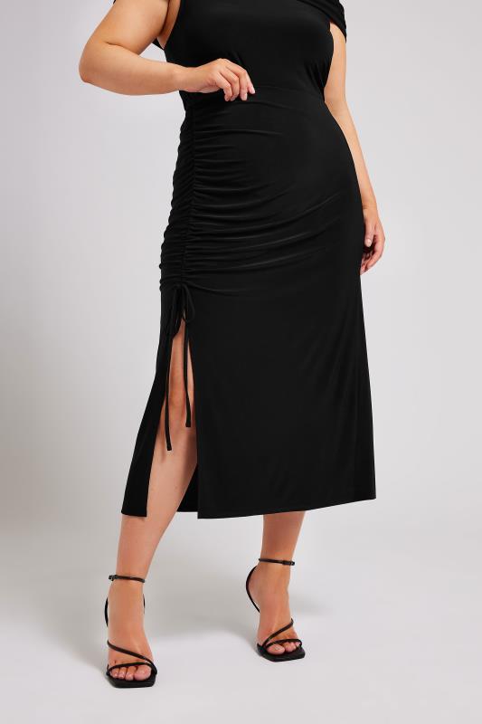 Yours London YOURS LONDON Curve Black Ruched Midaxi Skirt