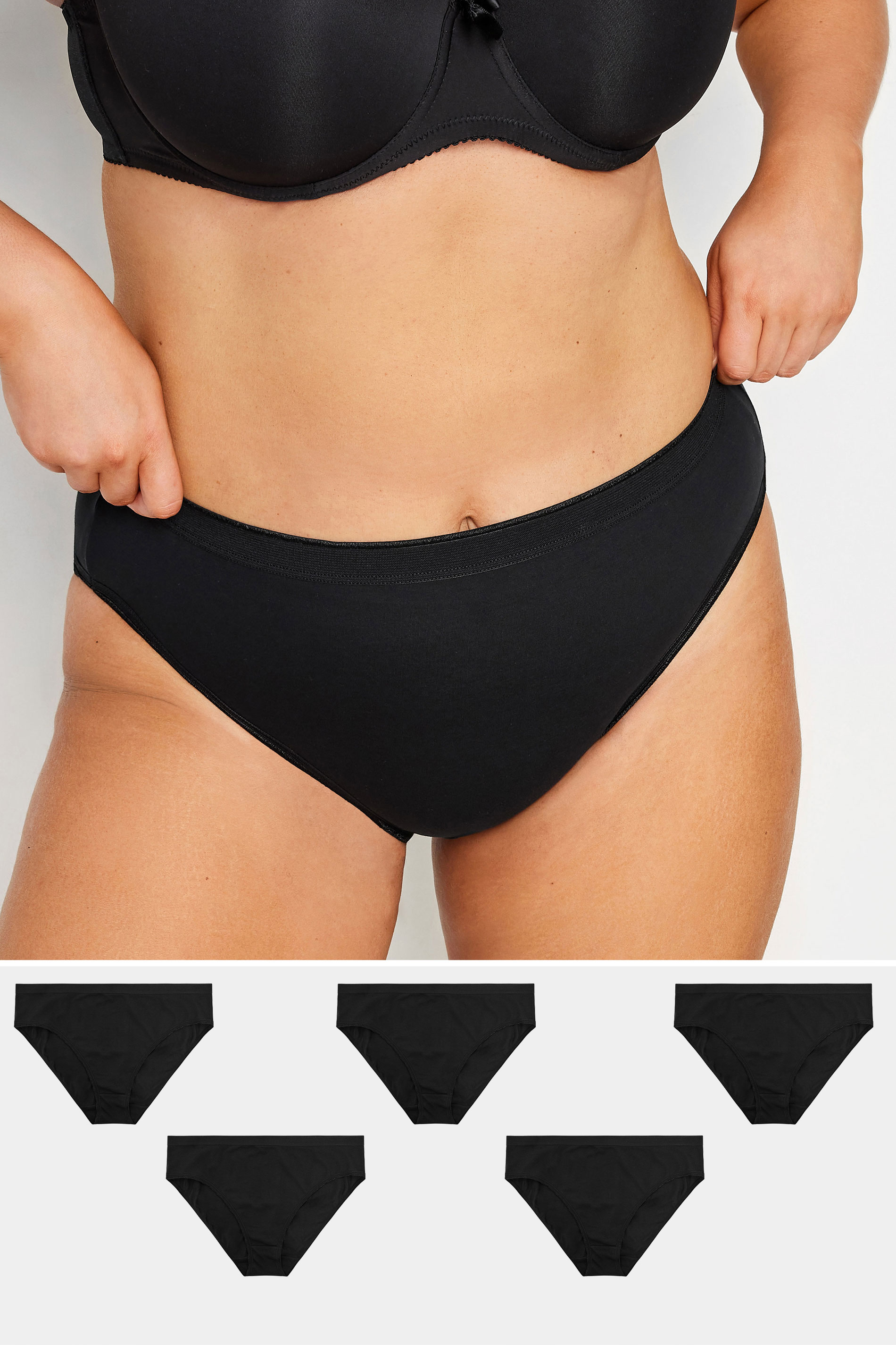 Yours YOURS 5 PACK Curve Black High Leg Briefs