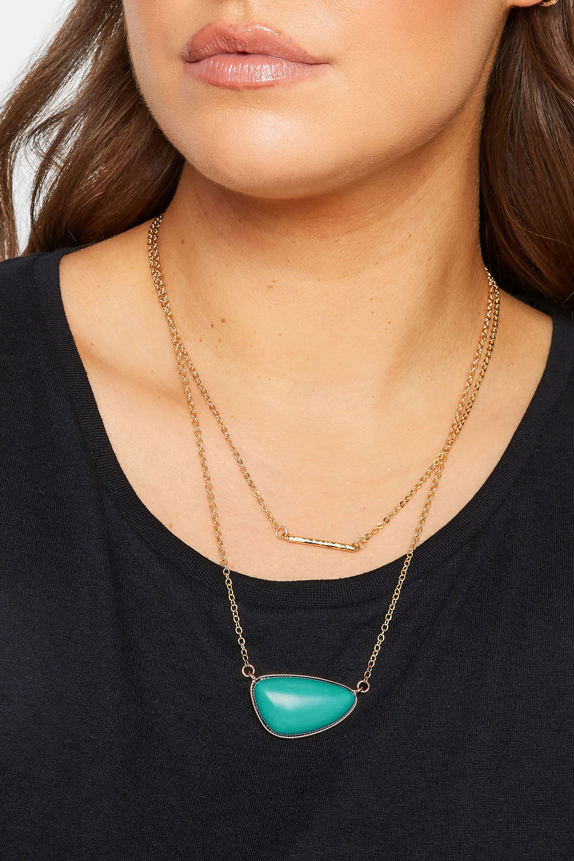 Yours Gold & Blue Double Layer Stone Necklace