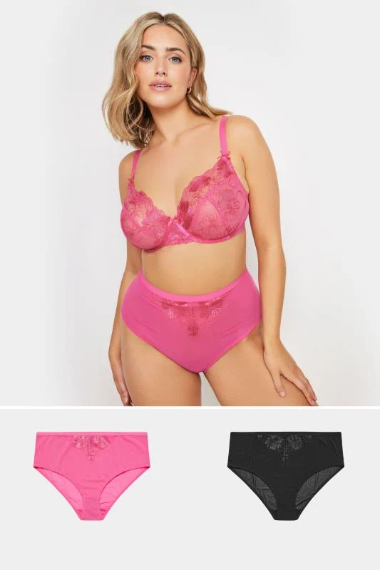 Yours YOURS 2 PACK Curve Pink & Black Non-Padded Bra
