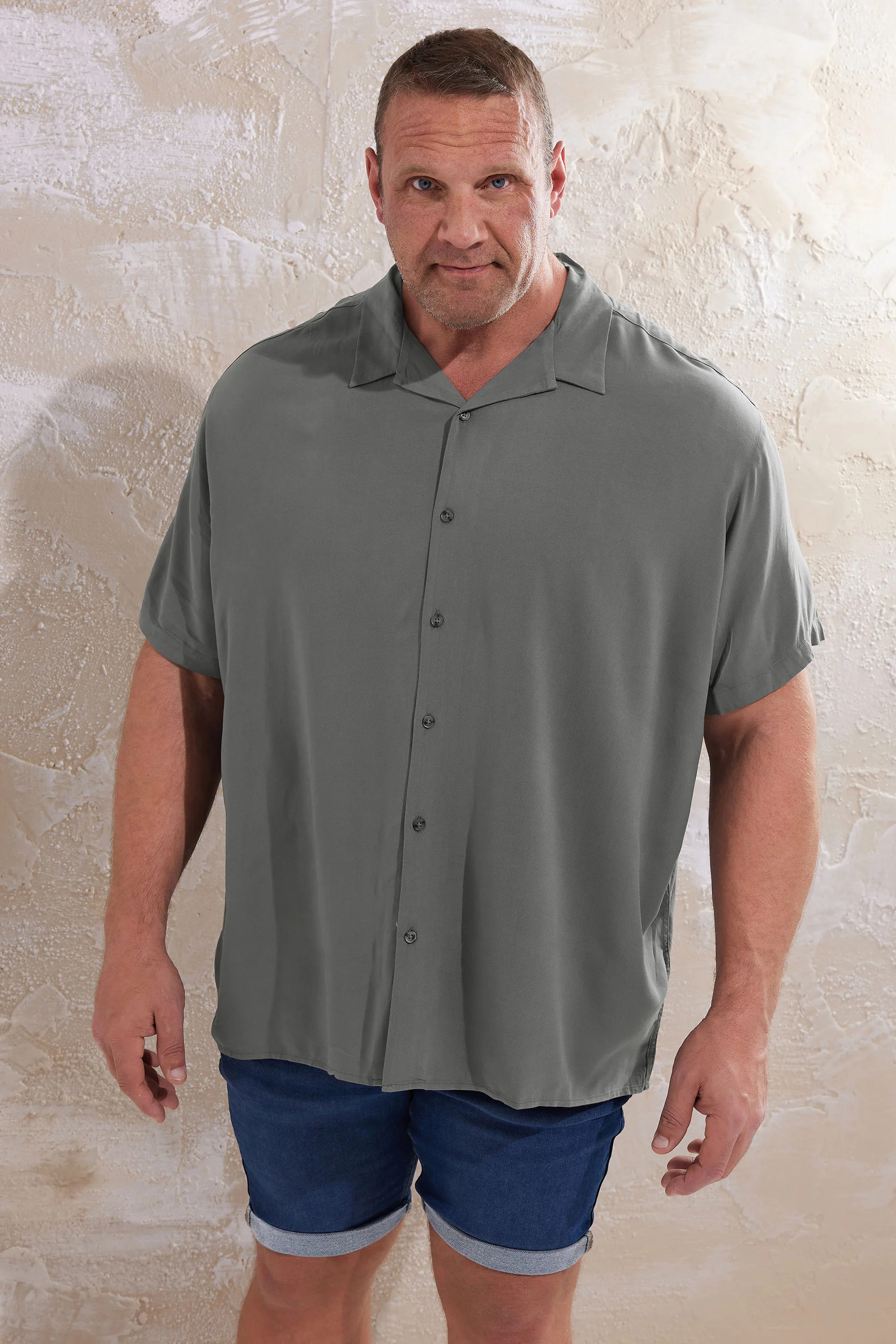 Jack & Jones JACK & JONES Big & Tall Grey Collar Resort Shirt