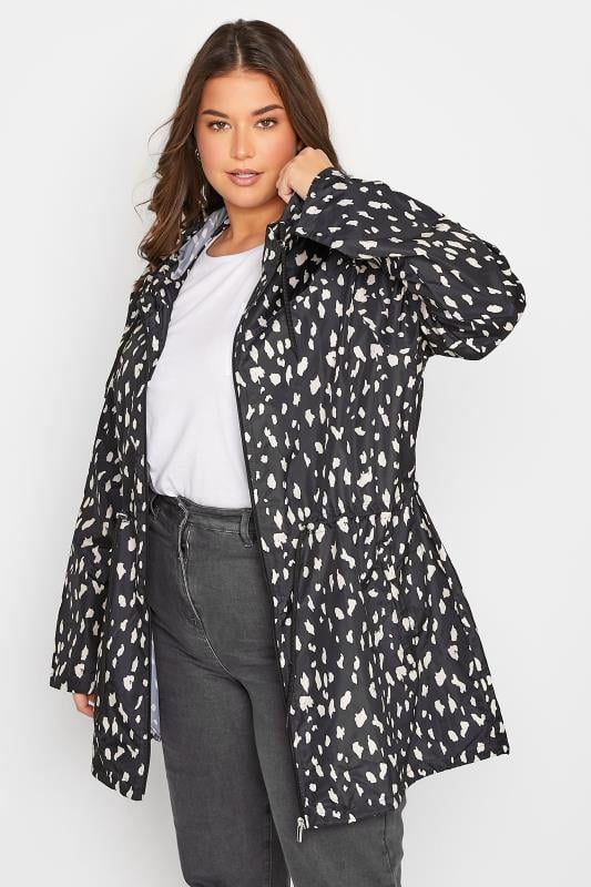 LTS LTS Tall Black Dalmatian Print Pocket Parka