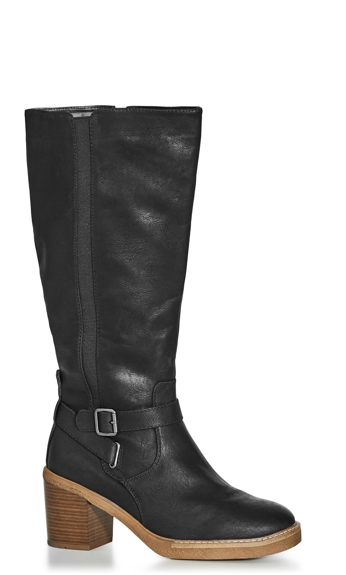 Evans Evans Black WIDE FIT Marooke Long Boot