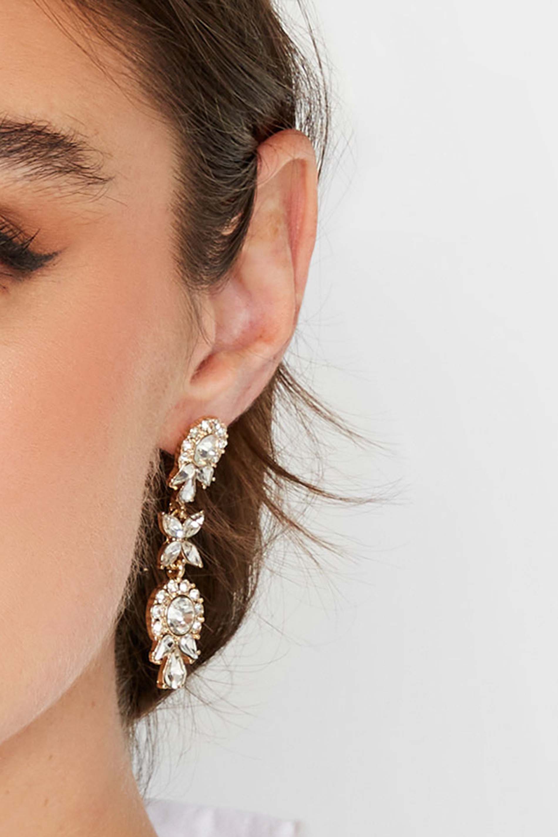 Yours Gold Diamante Statement Drop Earrings