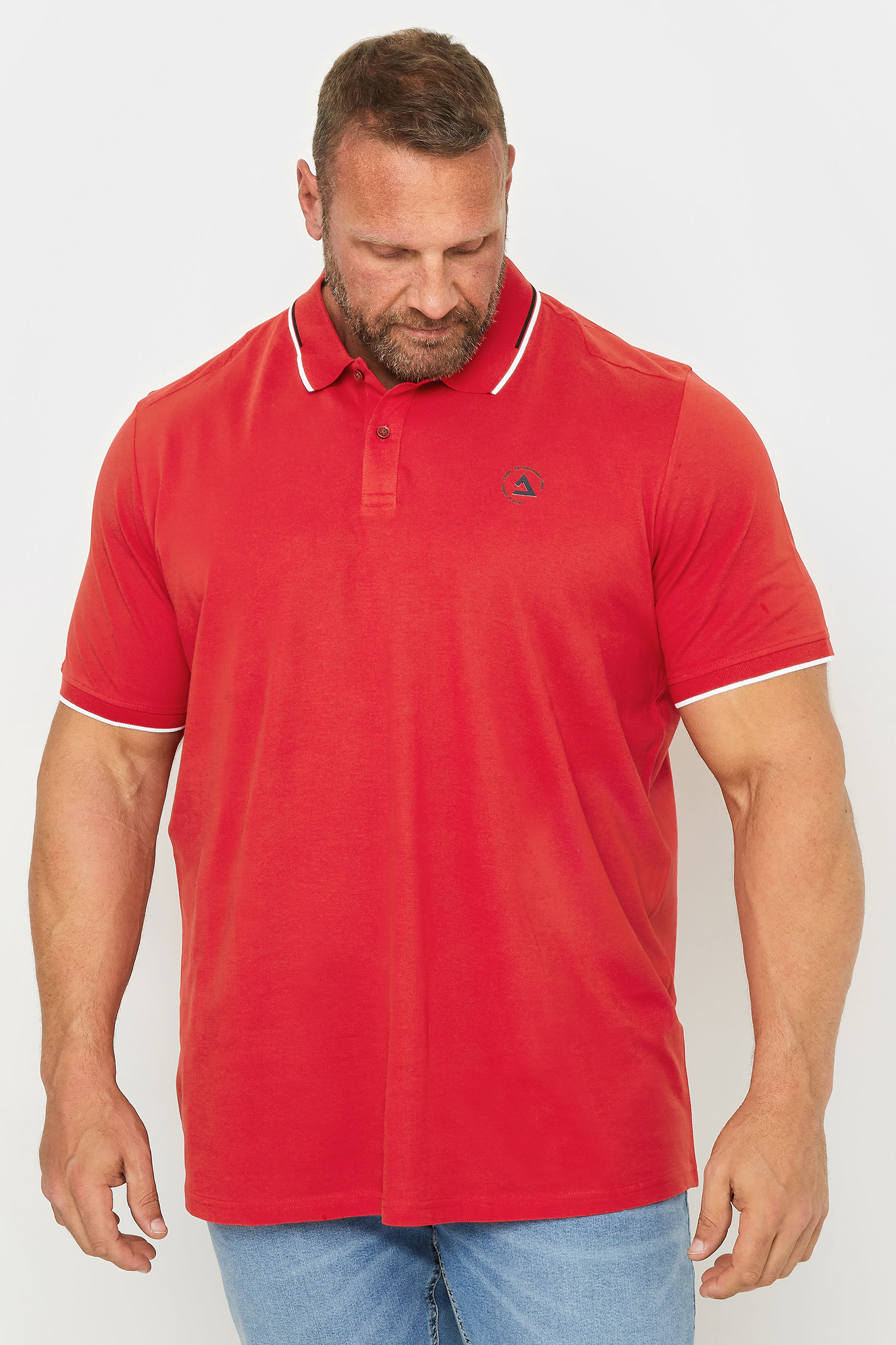 Jack & Jones JACK & JONES Big & Tall Red 3D Logo Polo Shirt
