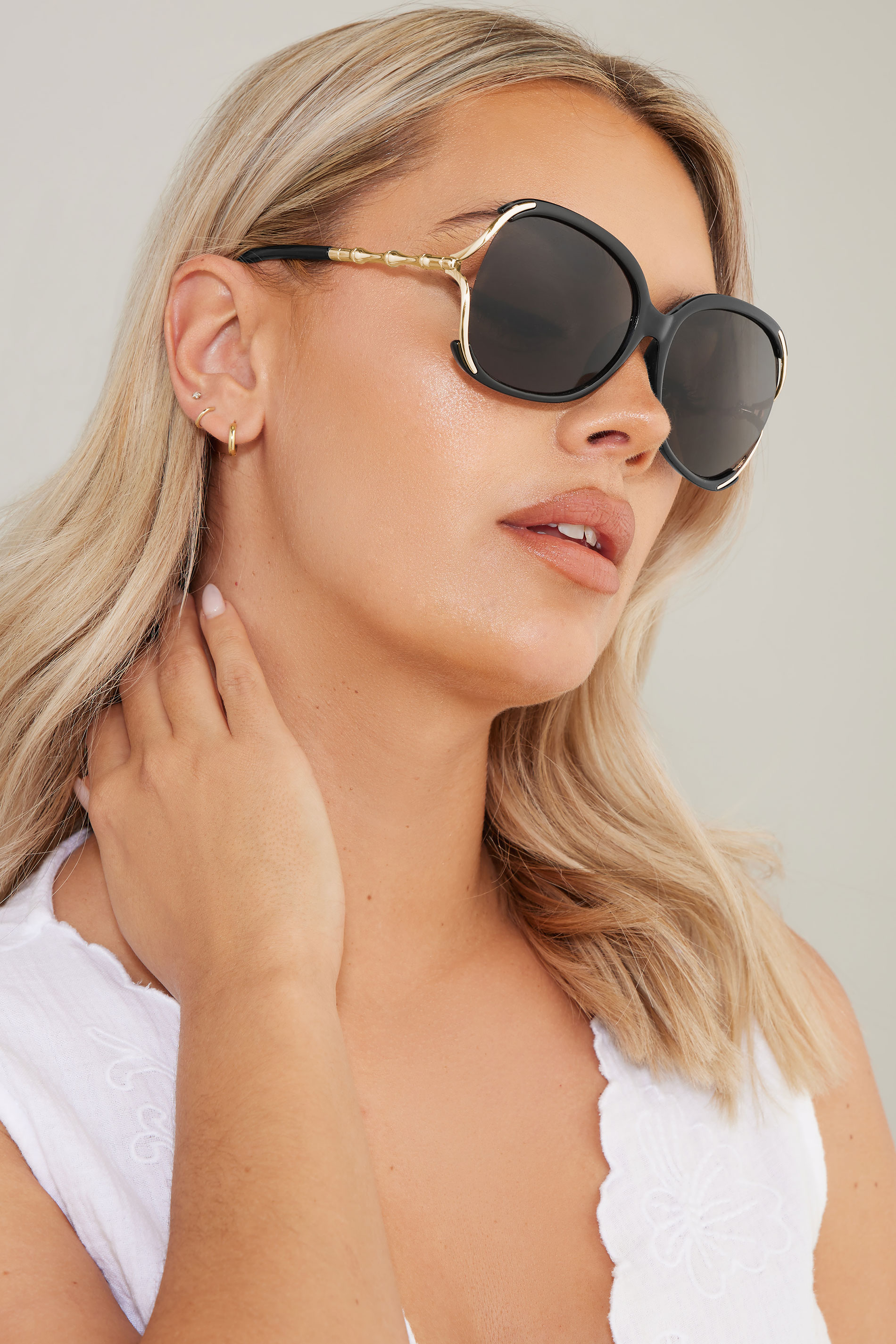 Yours Black Teardrop Metal Arm Sunglasses