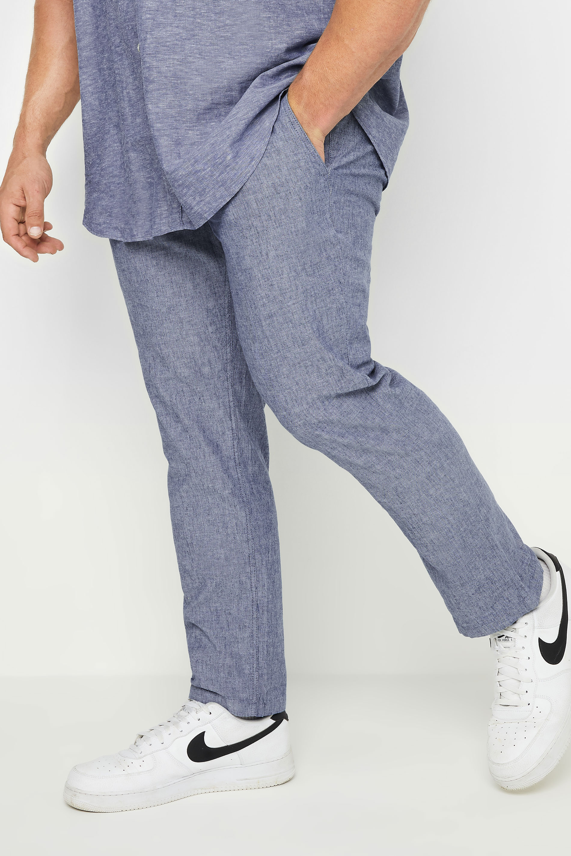 Jack & Jones JACK & JONES Faded Denim Blue Linen Trousers