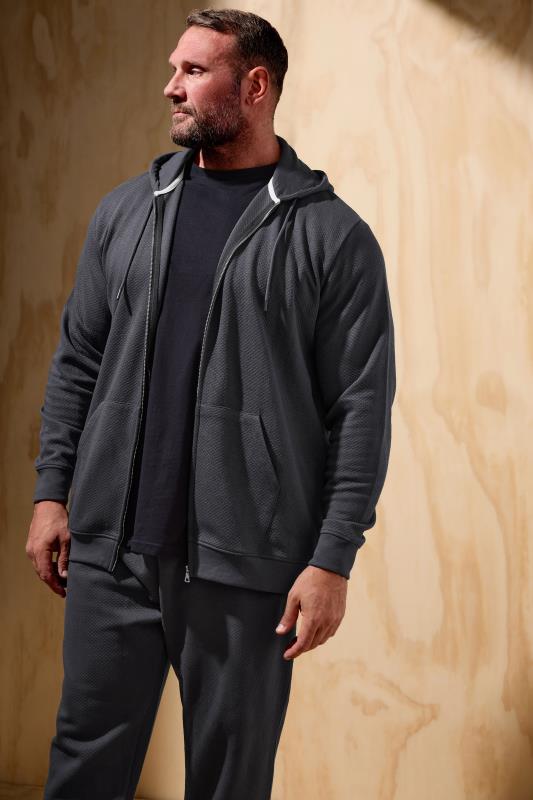 BadRhino BadRhino Big & Tall Grey Zip Through Diamond Quilted Hoodie