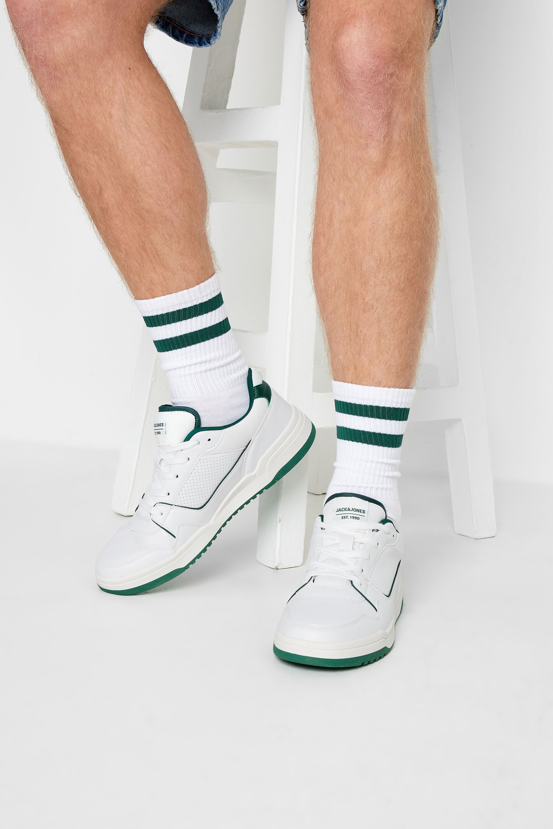 Jack & Jones JACK & JONES White & Green PU Trainers
