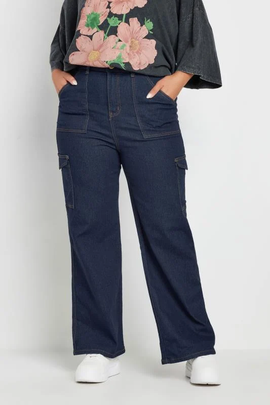 Yours YOURS Curve Blue Cargo Pocket Straight Leg Jeans