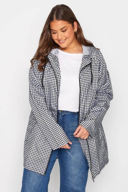 LTS LTS Tall Black & White Gingham Pocket Parka