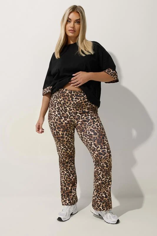 Limited Collection LIMITED COLLECTION Curve Brown Leopard Fold Over Leggings