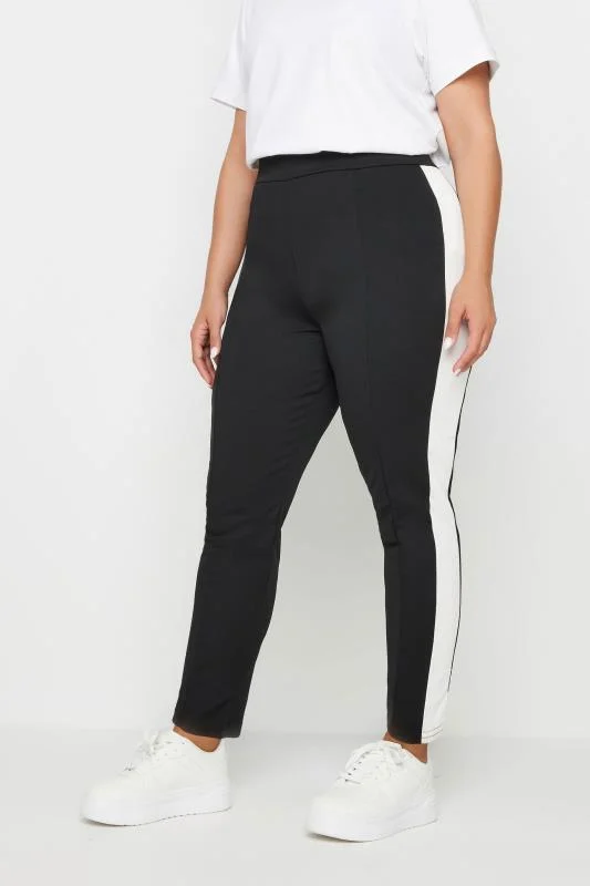 Yours YOURS Curve Black Side Stripe Tapered Trousers
