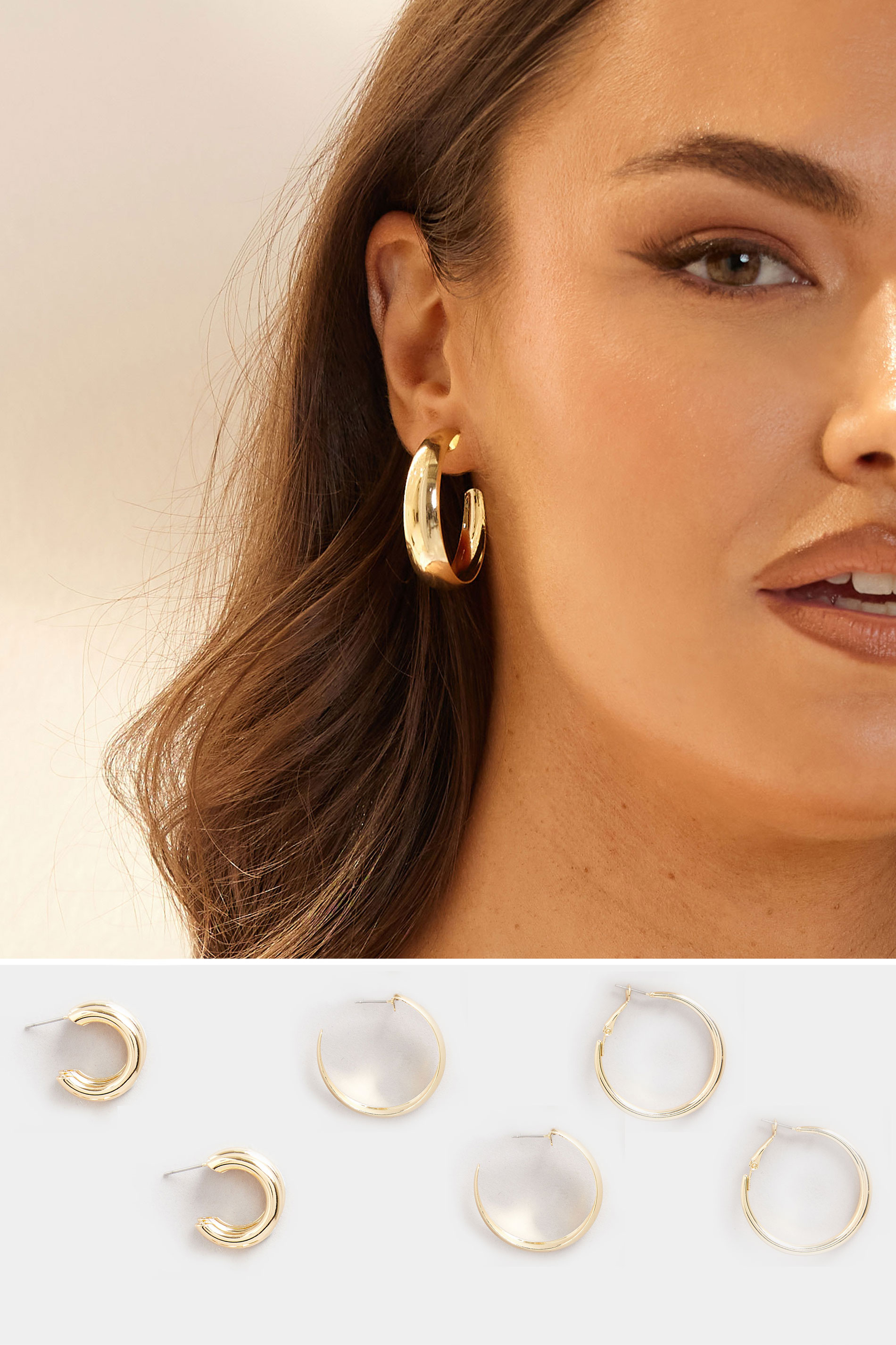 Yours 3 PACK Gold Tone Statement Hoop Earring Set