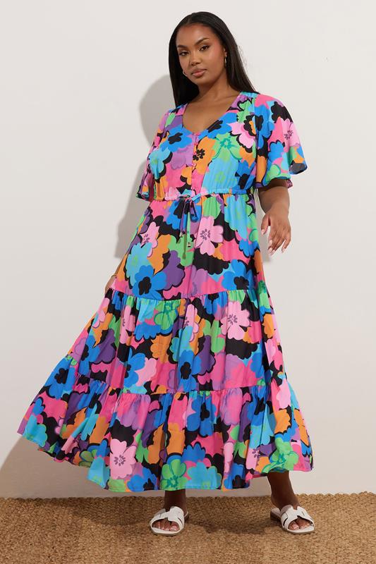 Yours YOURS Curve Purple Floral Print Maxi Dress