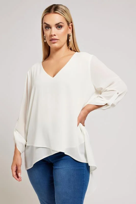 Yours London YOURS LONDON Curve Ivory White Asymmetric Hem Blouse