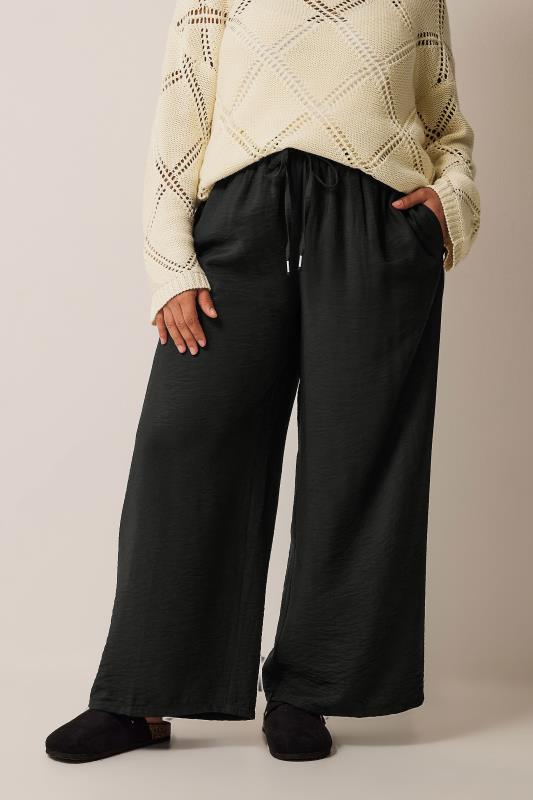 Evans EVANS Curve Black Wide Leg Trousers