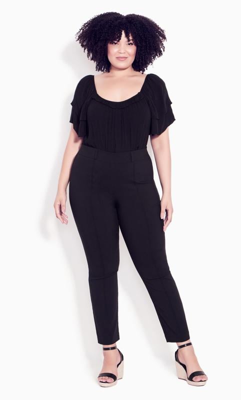 Evans Evans Black Slim Leg Pintuck Detail Trousers