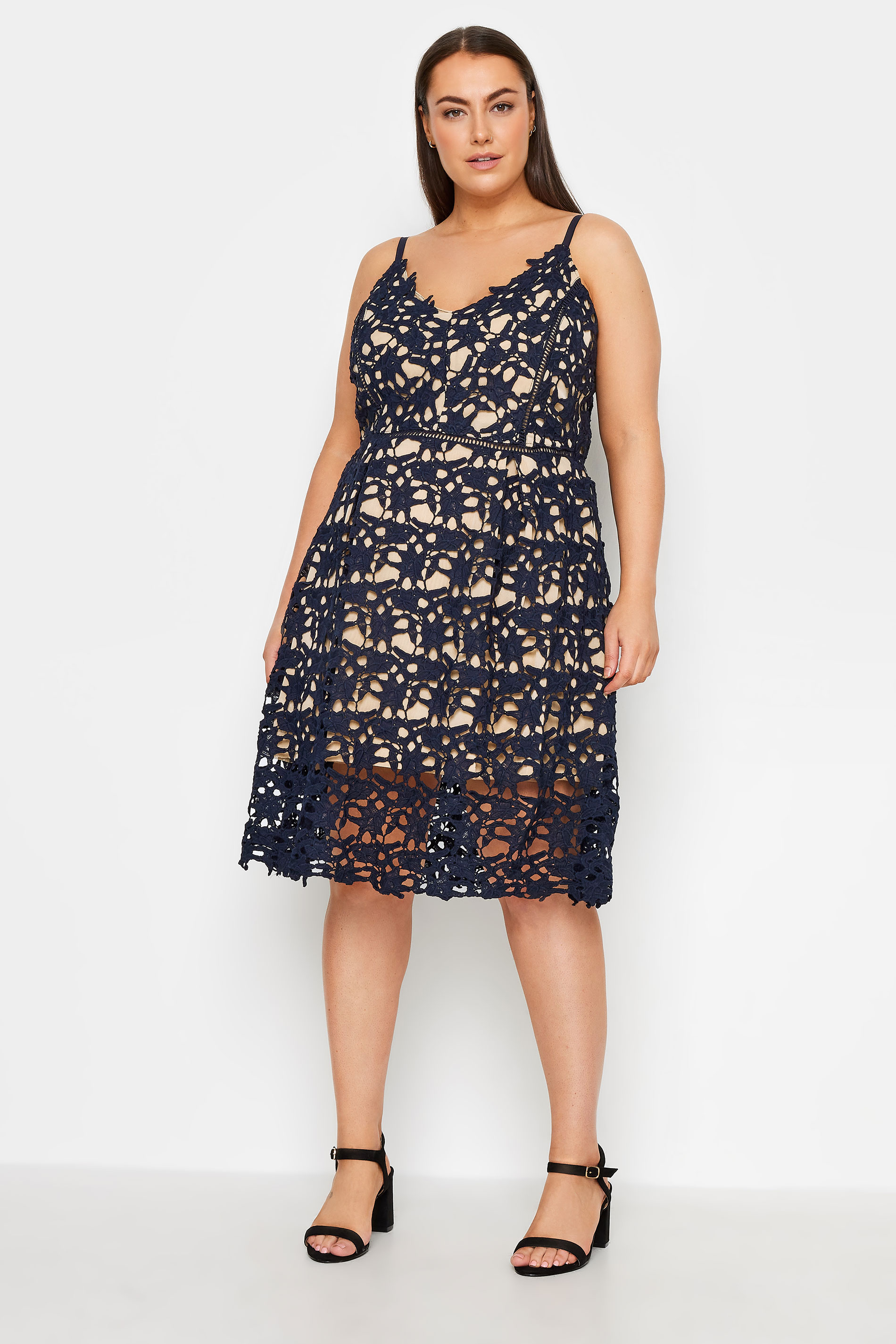 Evans Evans Black Lace Sleeveless Midi Dress