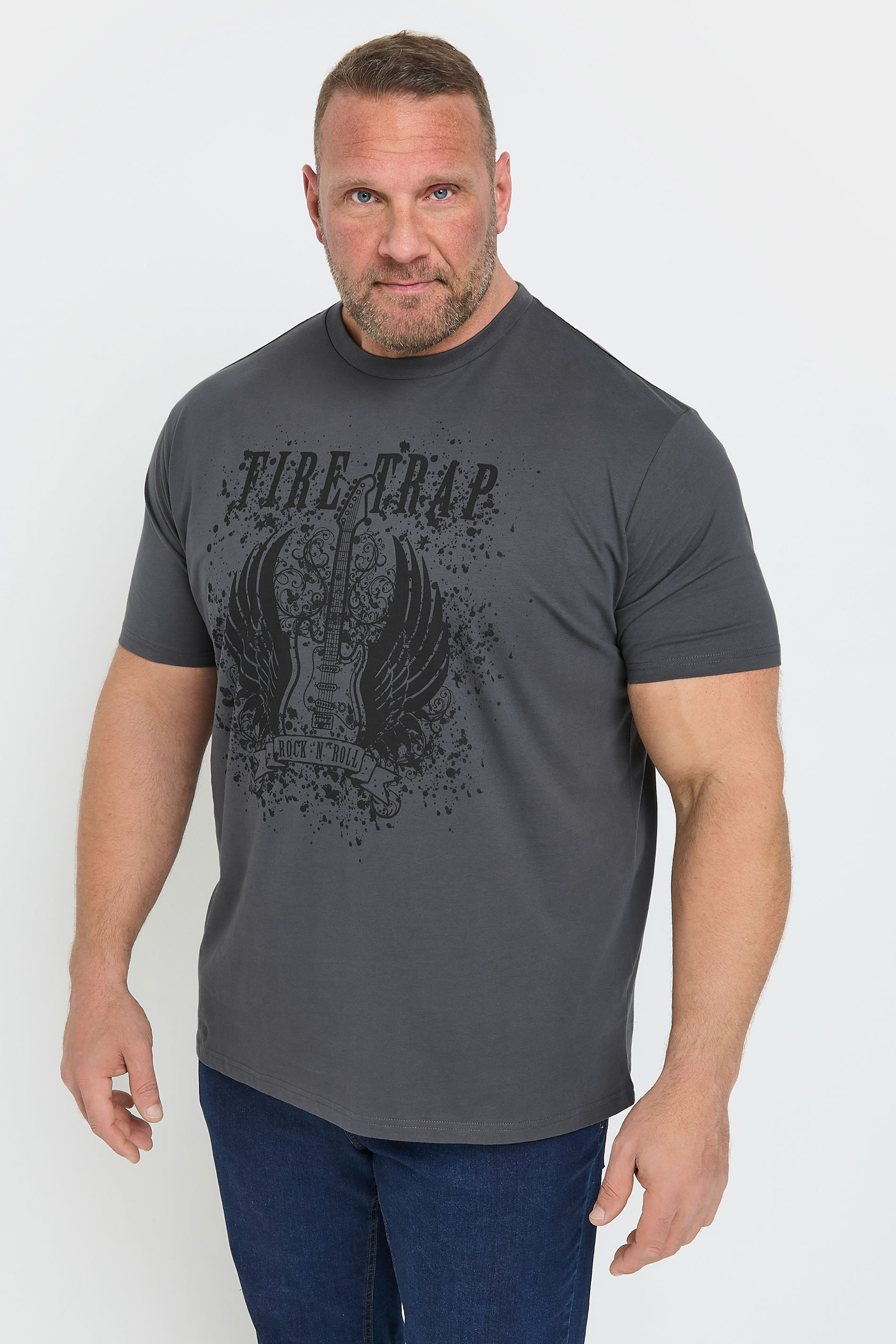 Firetrap FIRETRAP Big & Tall Grey Guitar Print T-Shirt