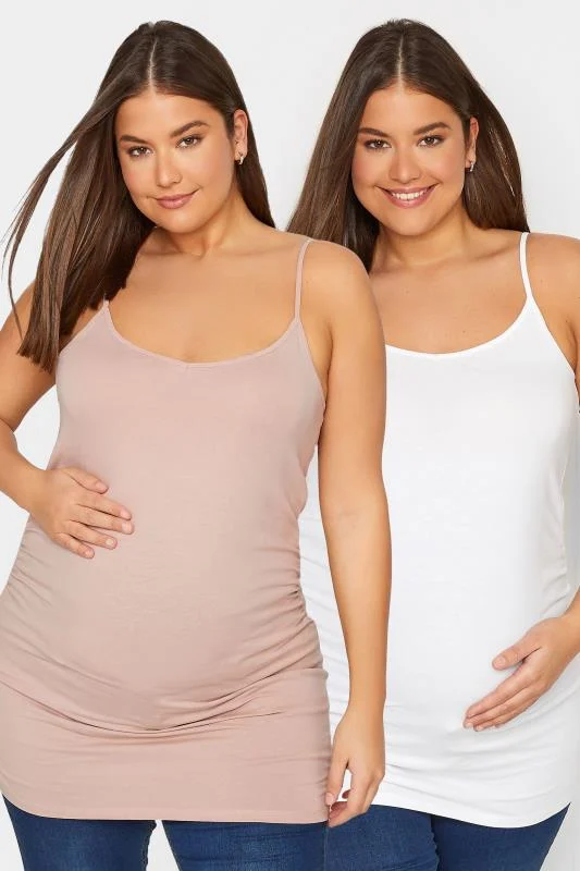 LTS LTS 2 PACK Tall Maternity Nude & White Cami Vest Tops