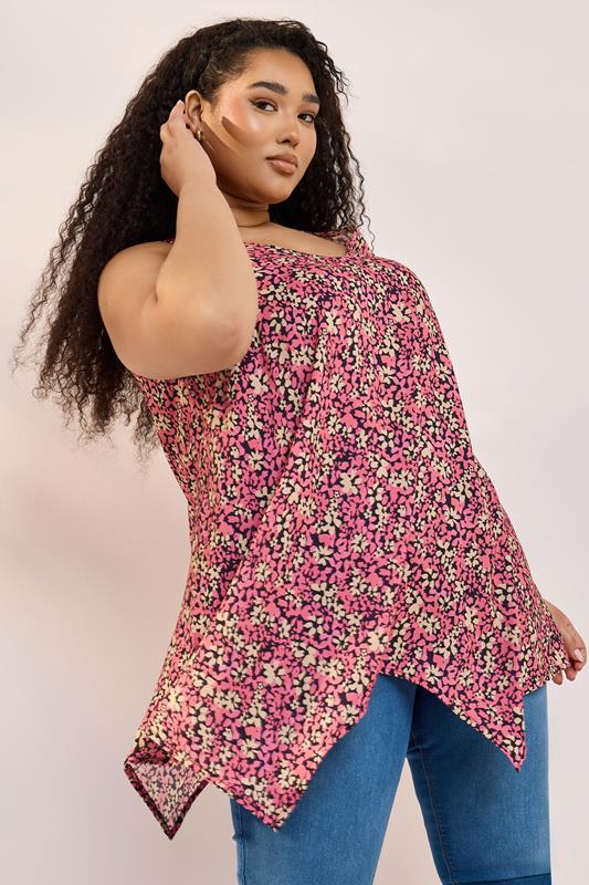 Yours YOURS Curve Pink Floral Print Vest Top