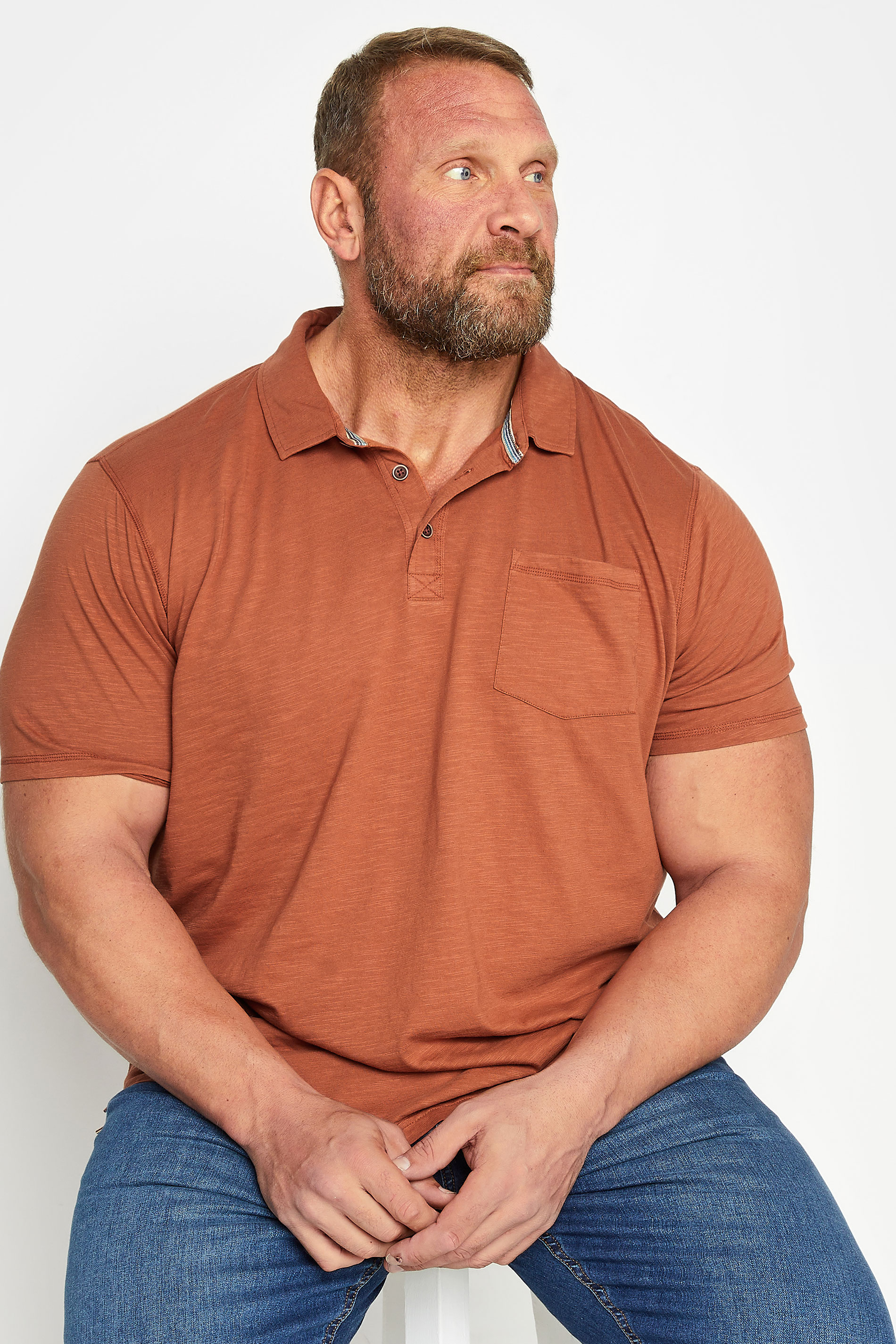BadRhino BadRhino Big & Tall Pecan Brown Slub Polo Shirt