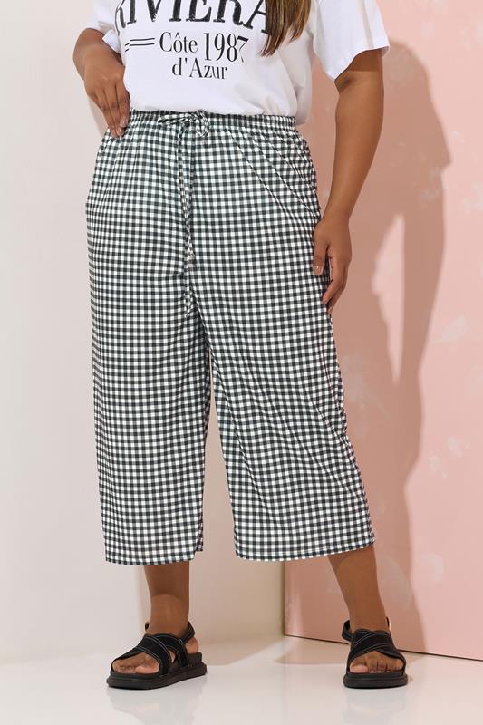 Yours YOURS Curve Black & White Gingham Culottes