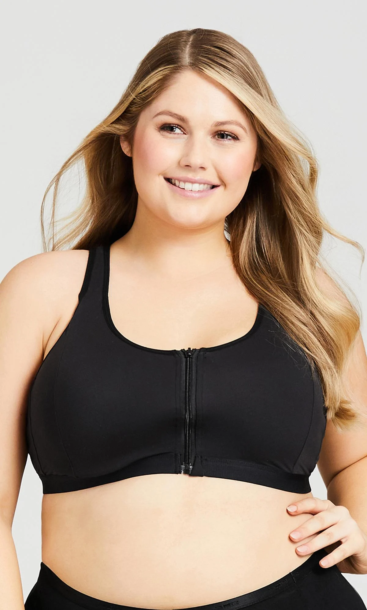 Evans Evans Black ZIp Front Fastening Bra